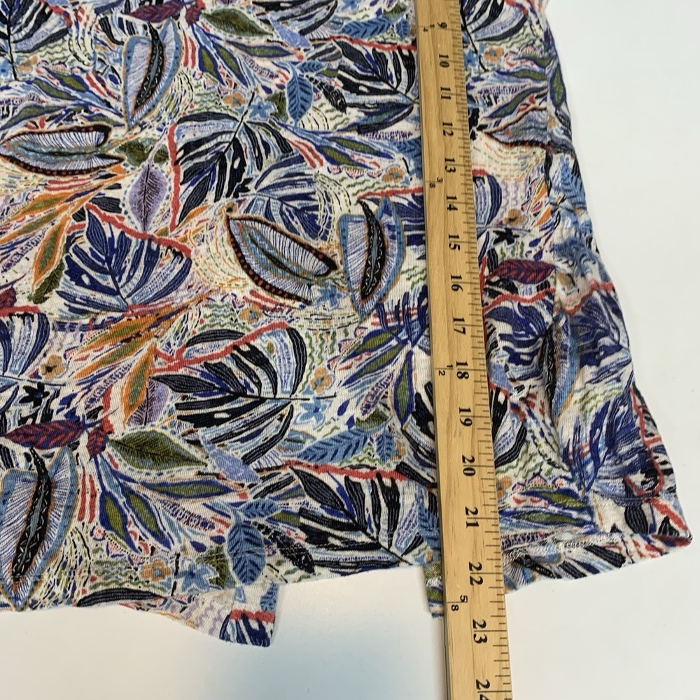 C&C California Top Large 100% Linen Button Back Cap Sleeve Tropical Boho Coastal - Picture 7 of 7